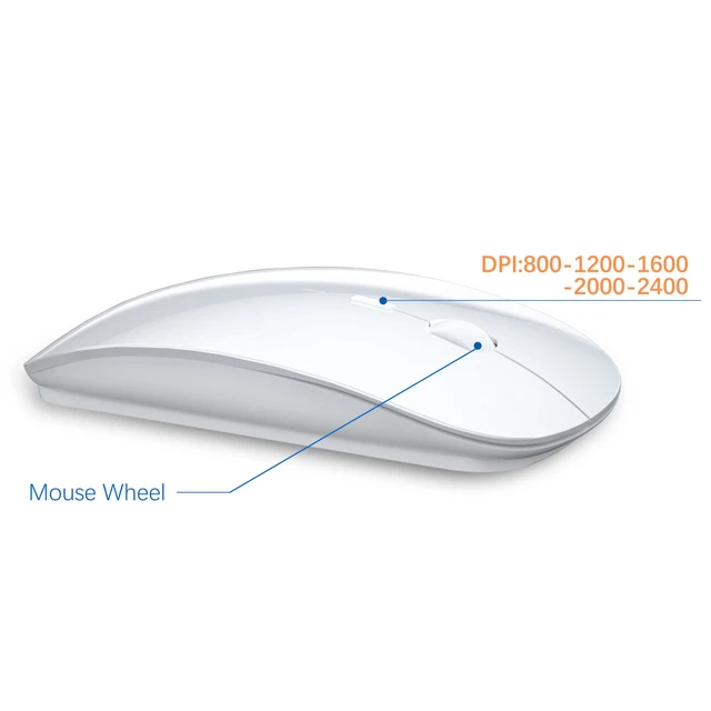 Alt view image 4 of 6 - Wireless Keyboard and Mouse Ultra Slim Combo, TopMate - White | 2.4G Silent Compact 2400DPI Mouse and Scissor Switch Keyboard Set with Cover, Batteries Included, for PC/Laptop/Windows/Mac