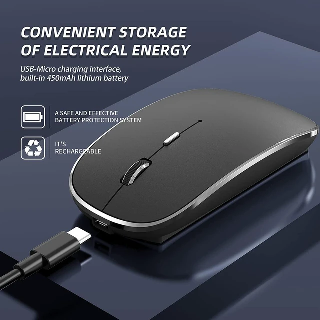 Alt view image 3 of 7 - Halpilt Silent Wireless Mouse | USB-C & USB-A Dual Receiver(Black)