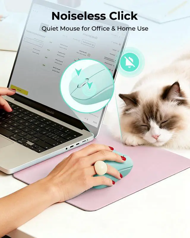 Alt view image 5 of 7 - seenda Wireless Mouse for Laptop, 2.4G Noiseless Computer Mouse,Mint Green