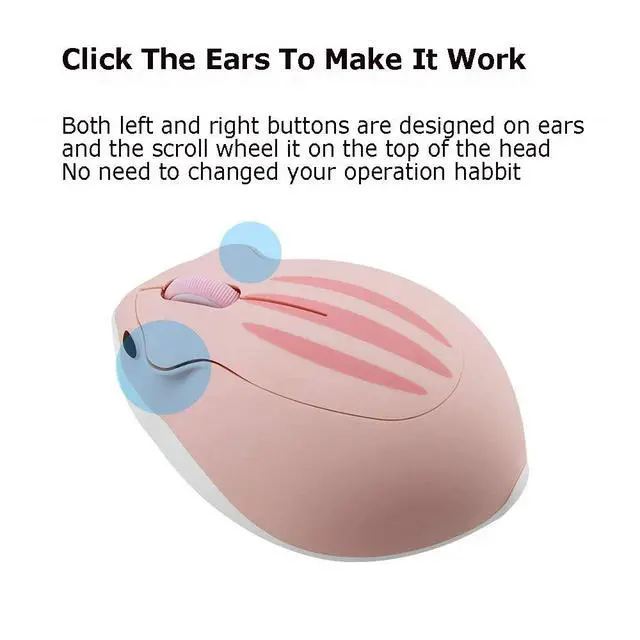 Alt view image 6 of 7 - 2.4GHz Wireless Mouse Cute Hamster Shape Less Noice Portable Mobile Optical 1200DPI USB Mice Cordless Mouse for PC Laptop Computer Notebook MacBook Gaming Kids Girl Men Women Adults Gift (Pink)