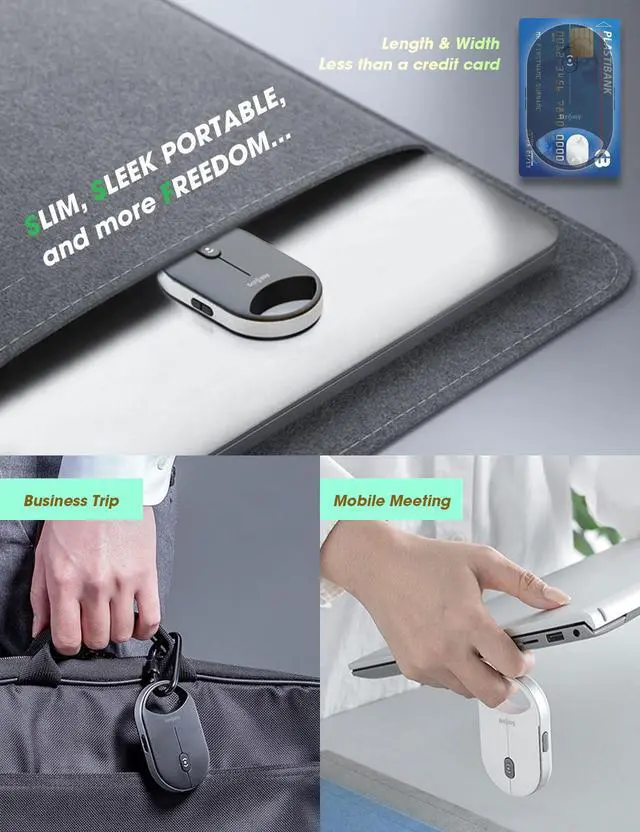 Alt view image 5 of 7 - Pressure-Sensitive Infinite Free-Scroll Mouse | Small, Slim & Silent | 4000 DPI | Tri-Mode (Dual Bluetooth/2.4G/USB Wired) | Mini Portable Wireless Travel Mouse for Laptop, MacBook, iPad, PC