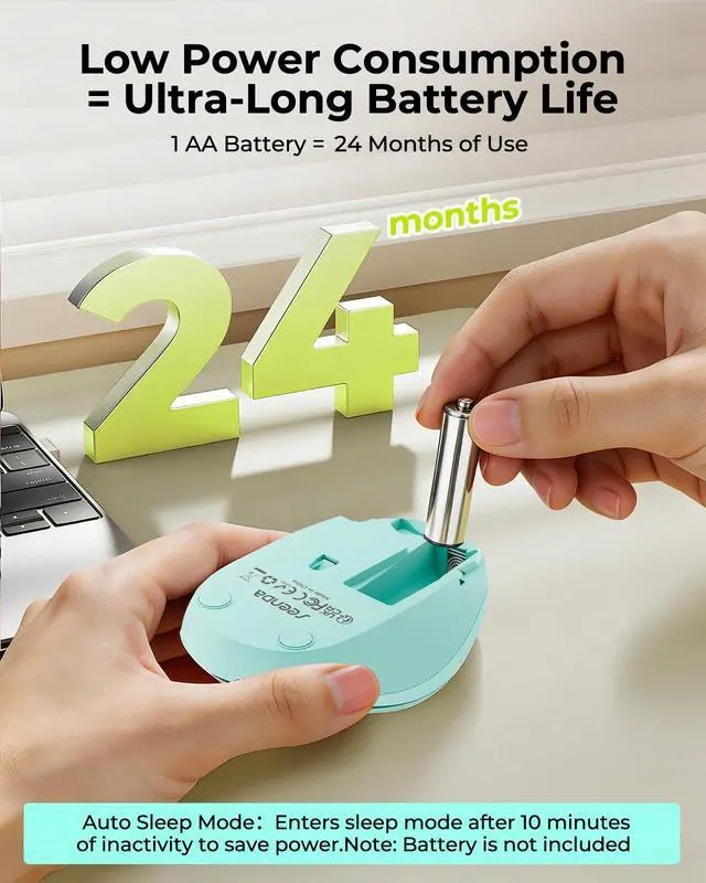 Alt view image 7 of 7 - seenda Wireless Mouse for Laptop, 2.4G Noiseless Computer Mouse,Mint Green