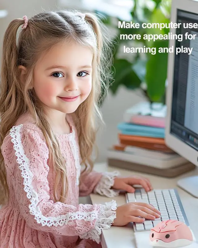 Alt view image 7 of 7 - 2.4GHz Wireless Mouse Cute Hamster Shape Less Noice Portable Mobile Optical 1200DPI USB Mice Cordless Mouse for PC Laptop Computer Notebook MacBook Gaming Kids Girl Men Women Adults Gift (Pink)