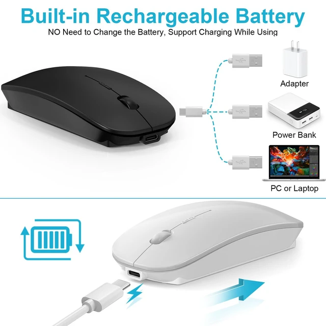 Alt view image 6 of 6 - Mouse for MacBook Wireless Bluetooth Mice Laptop Mac Pro PC iPad Dual Mode