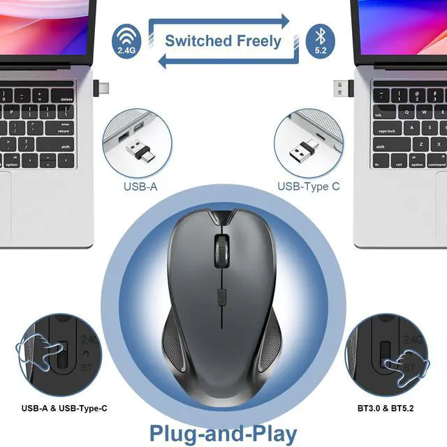 Alt view image 3 of 6 - Mouse for MacBook Bluetooth Wireless Mice Laptop Mac Pro iPad with Jiggler