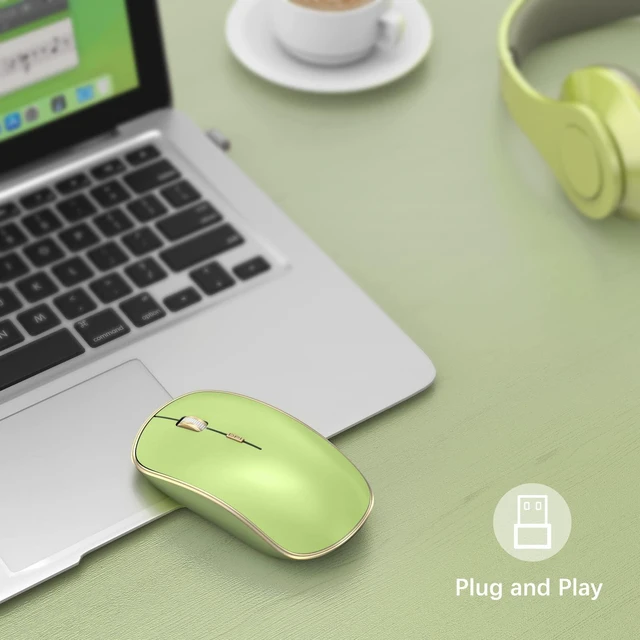Alt view image 2 of 7 - JOYACCESS J 2.4G Slim Wireless Silent Mouse - Portable Wireless Computer Mouse with 5 Adjustable DPI Levels, USB for Desktop, Notebook, MacBook, Chromebook, PC (Light Green)