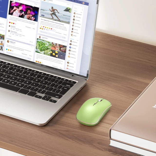 Alt view image 6 of 7 - JOYACCESS J 2.4G Slim Wireless Silent Mouse - Portable Wireless Computer Mouse with 5 Adjustable DPI Levels, USB for Desktop, Notebook, MacBook, Chromebook, PC (Light Green)