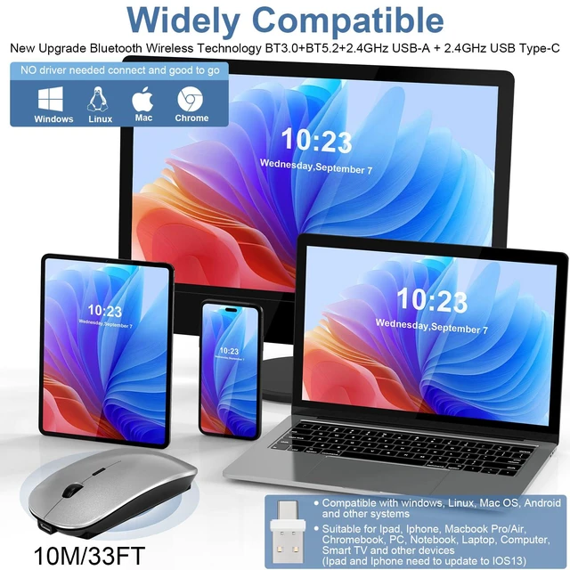 Alt view image 2 of 6 - Bluetooth Wireless Mouse for MacBook Mac Air Pro Laptop PC Pad with Jiggler