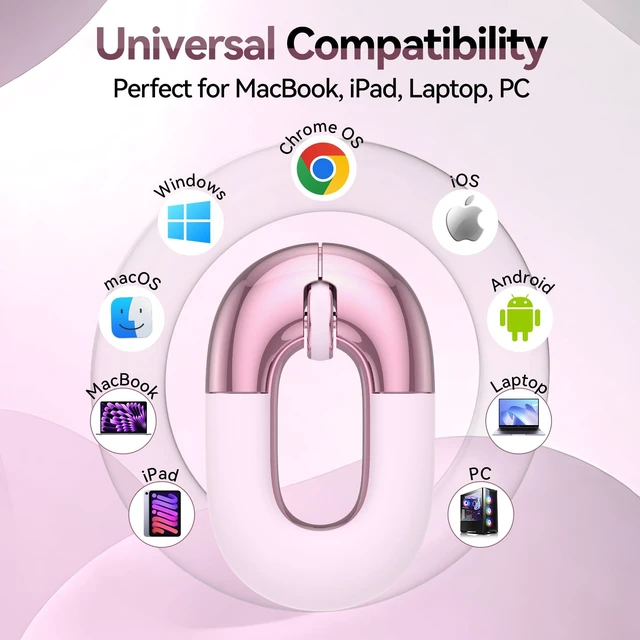 Alt view image 2 of 7 - Travel Mouse Pink Wireless Mouse for Laptop. Bluetooth Silent Mouse