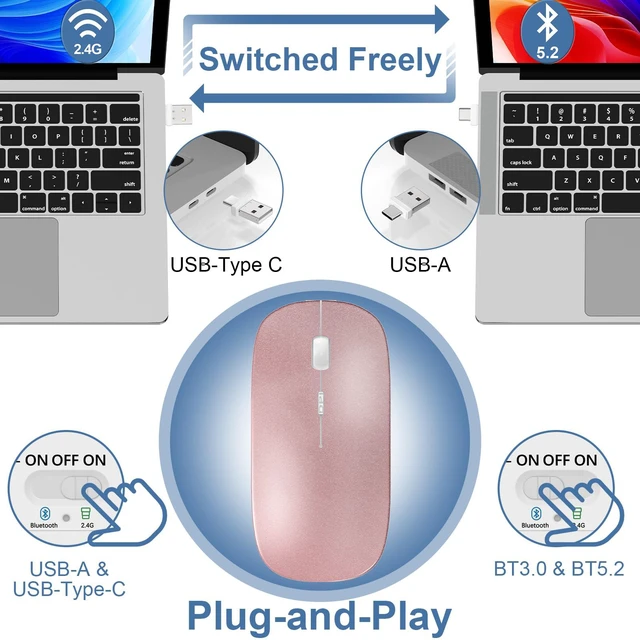 Alt view image 3 of 6 - Bluetooth Wireless Mouse for MacBook Mac Air Pro Laptop PC Pad with Jiggler