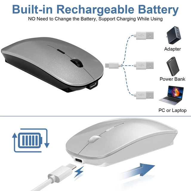 Alt view image 6 of 6 - Bluetooth Wireless Mouse for MacBook Mac Air Pro Laptop PC Pad with Jiggler
