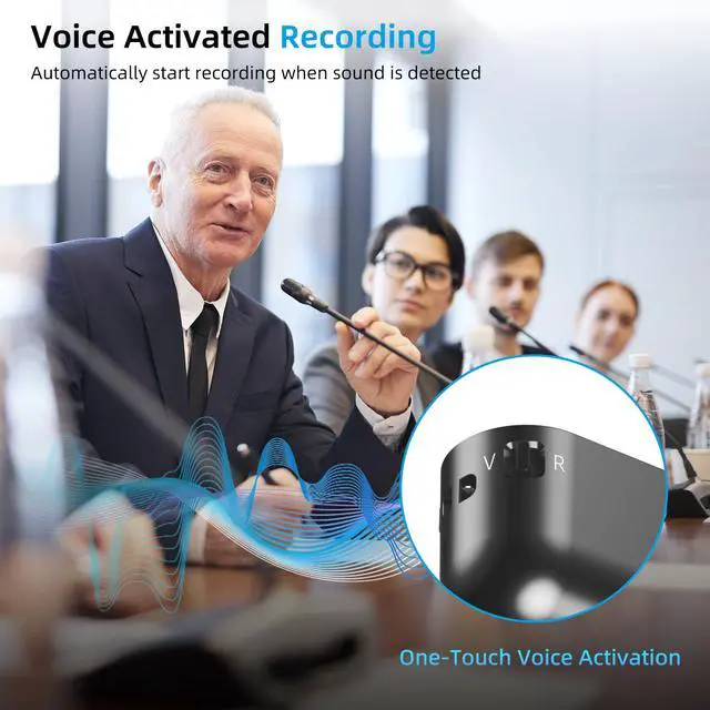 Alt view image 4 of 7 - 128G (9200 Hour) Magnetic Voice Activated Recorder,40 Days Continuous Recording Device,Audio Recorder with AI-Intelligent Triple Noise Reduction,Voice Recorder with Playback for Work Lectures Meeting