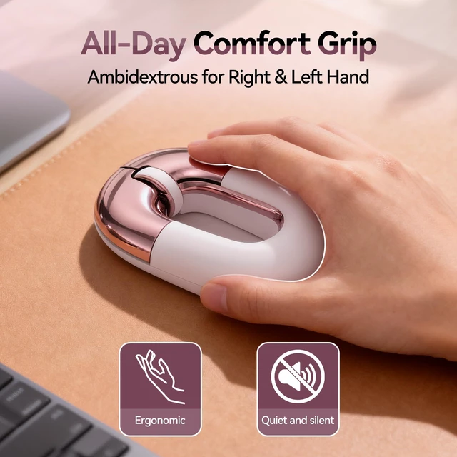 Alt view image 7 of 7 - Travel Mouse Pink Wireless Mouse for Laptop. Bluetooth Silent Mouse