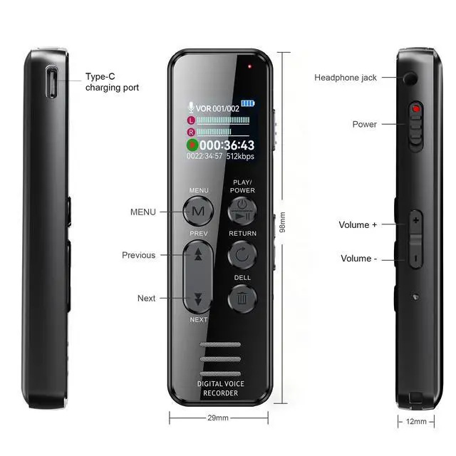 Alt view image 2 of 7 - Digital Voice Recorder HD Audio Recording Easy Operation Smart Voice Recognition A-B Repeat Password Lock Voice Activated Rechargeable Dictaphone for Meeting Interview Lecture etc. (32, GB)