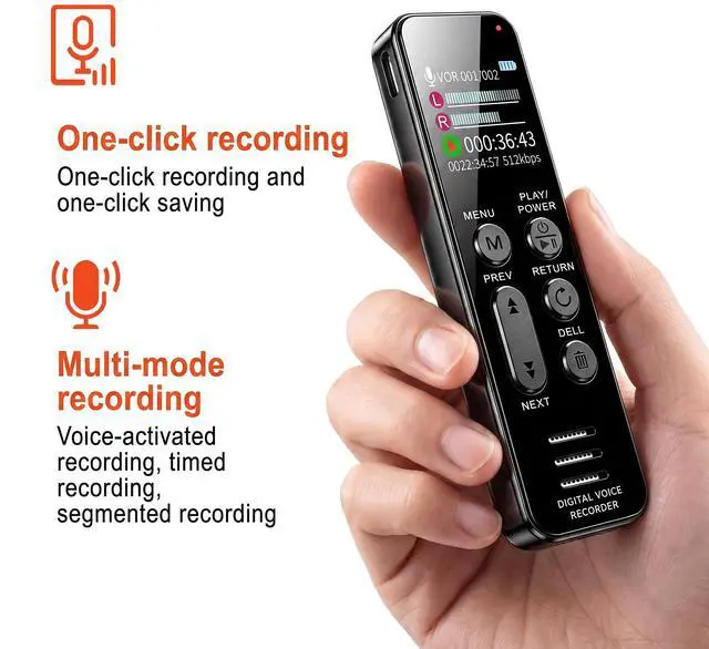 Alt view image 3 of 7 - Digital Voice Recorder HD Audio Recording Easy Operation Smart Voice Recognition A-B Repeat Password Lock Voice Activated Rechargeable Dictaphone for Meeting Interview Lecture etc. (32, GB)