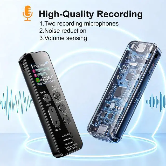 Alt view image 4 of 7 - Digital Voice Recorder HD Audio Recording Easy Operation Smart Voice Recognition A-B Repeat Password Lock Voice Activated Rechargeable Dictaphone for Meeting Interview Lecture etc. (32, GB)