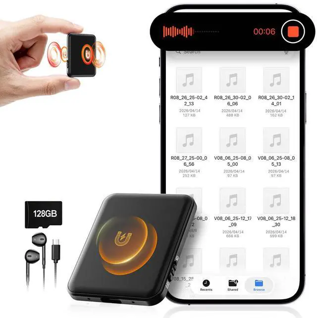 Main image of 128G (10800 Hours) Voice Activated Recorder - Hypamutek AI Noise Reduction Digital Voice Recorder with Playback, 75H Continuous & Audio Recorder for Meetings, Lectures and Interviews