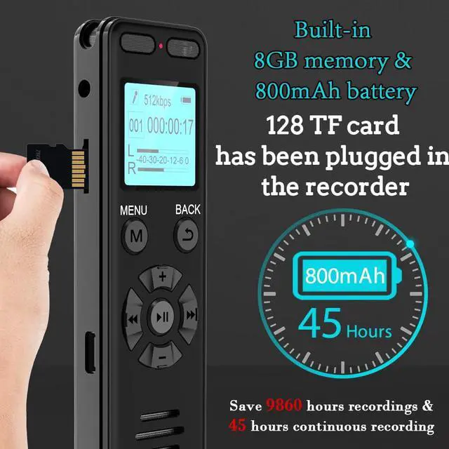 Alt view image 3 of 7 - 136GB Digital Voice Recorder Voice Activated Recorder for Lectures Meetings - aiworth 9860 Hours Sound Audio Recorder Dictaphone Recording Device with Playback,MP3 Player,Password,Variable Speed.