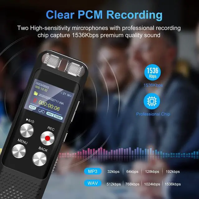 Alt view image 3 of 7 - 72GB Digital Digital Voice Recorder: Voice Activated Recorders with Playback, Audio Recording Device for Lectures Meetings, Dictaphone Sound Portable Tape Recorder with Password | USB