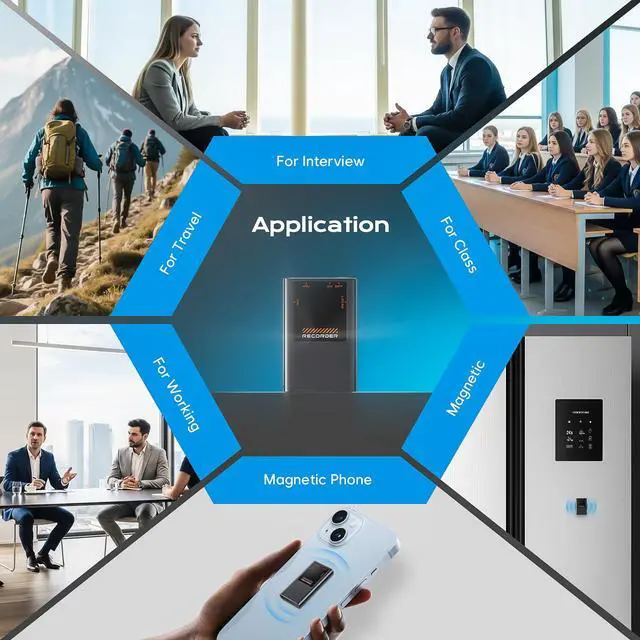Alt view image 7 of 7 - Magnetic Voice Activated Recorder, 72G Dictaphone Recording Device with DSP 5.0-AI Noise Reduction for Lectures Meeting, Digital Voice Recorder with Playback, Classes, Interviews