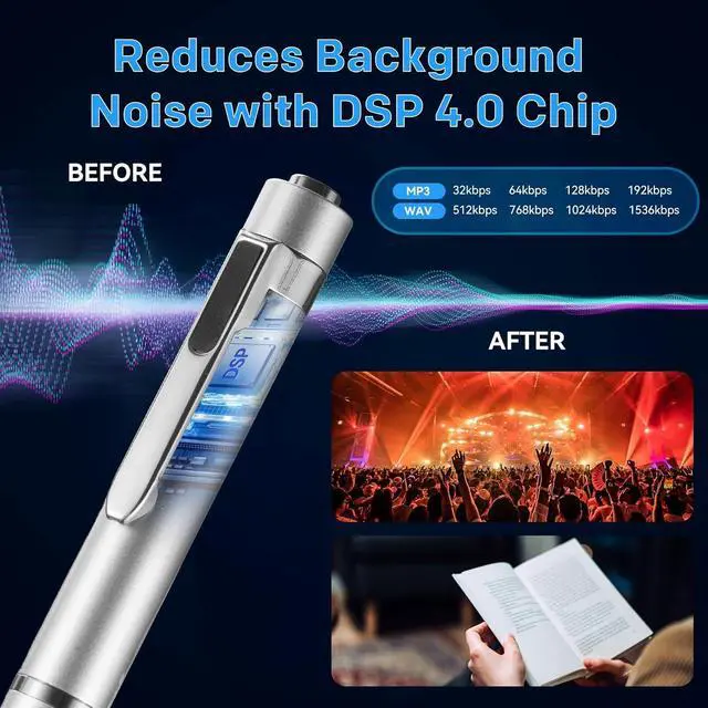 Alt view image 4 of 7 - 64GB Voice Recorder with Playback: Digital Recording Device with Intelligent Noise Reduction for Meetings | Lectures | Course - Portable Audio Recorder for Student | Workplace Use