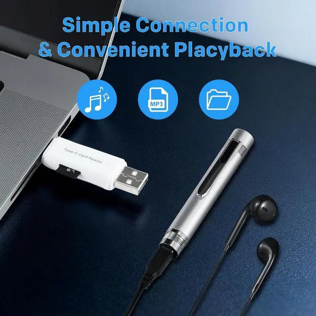 Alt view image 6 of 7 - 64GB Voice Recorder with Playback: Digital Recording Device with Intelligent Noise Reduction for Meetings | Lectures | Course - Portable Audio Recorder for Student | Workplace Use