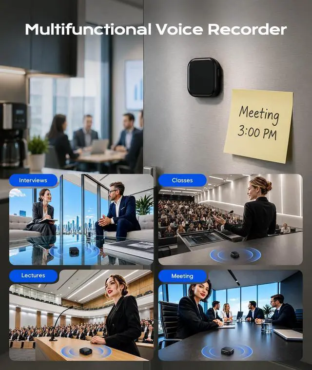 Alt view image 7 of 7 - 64GB (6800Hours) Magnetic Voice Activated Recorder with DSP AI Noise Reduction, Digital Voice Recorder with OTG File Transfer & Playback, Audio Recorder Portable for Lectures, Meetings & Interviews