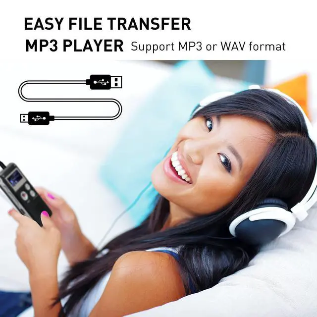 Alt view image 6 of 7 - Digital Voice Recorders 8GB Audio Recorder Voice Activated Recorder for Lectures, Meetings, Interviews Recording Device with Microphone USB Cable, MP3 Player (8GB