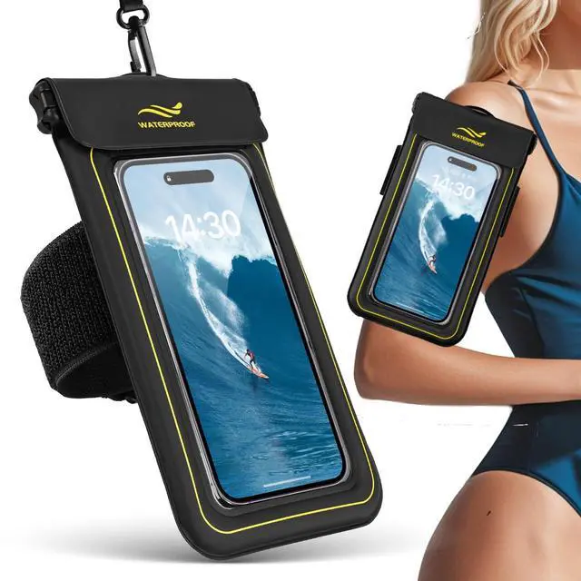 Main image of 2-in-1 Waterproof Phone Pouch & Phone Armband Floating, Underwater Water Proof Phone Case with Detachable Strap, Waterproof Bags Up to 6.9", Beach Vacation Water Park Essentials