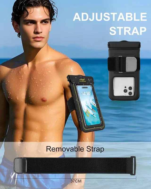 Alt view image 5 of 7 - 2-in-1 Waterproof Phone Pouch & Phone Armband Floating, Underwater Water Proof Phone Case with Detachable Strap, Waterproof Bags Up to 6.9", Beach Vacation Water Park Essentials