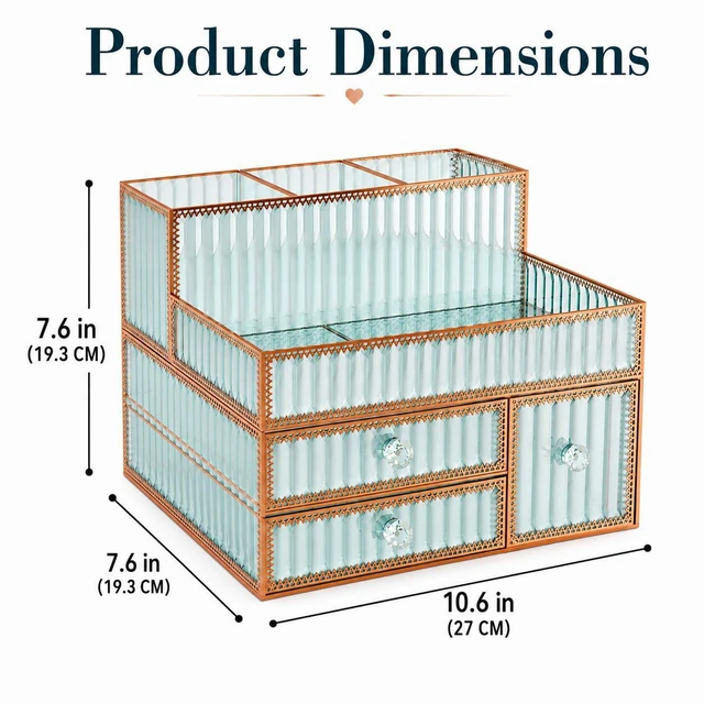 Alt view image 6 of 7 - Youdepot Makeup Organizer Countertop - Tempered Glass Vanity Organizer for Cosmetics, Skincare, Hair Tools, Brushes, Perfume - Multipurpose Bathroom Counter Skincare Organizer