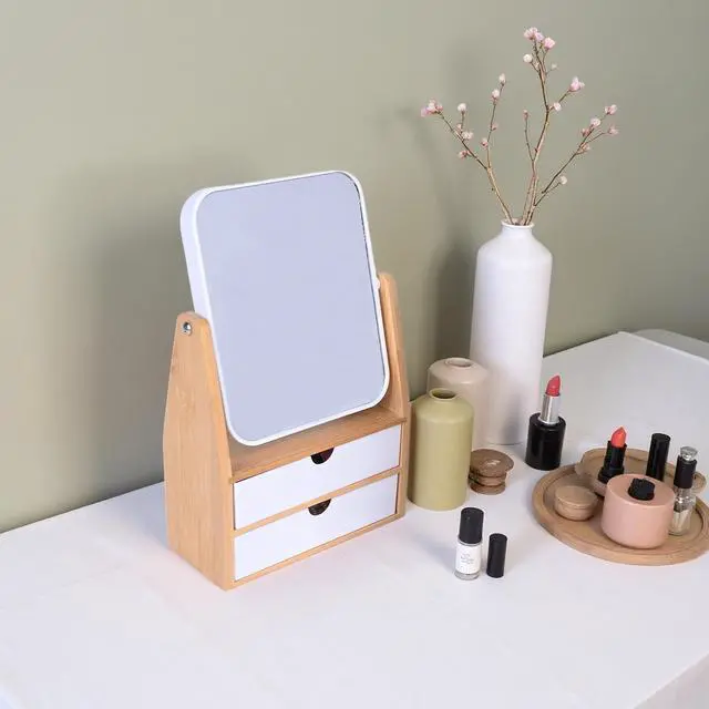 Alt view image 4 of 7 - 1x/5x Rectangle Magnifying Makeup Mirror, Jewelry and Cosmetics Storage Box