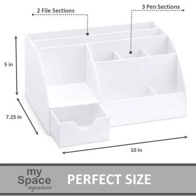Alt view image 6 of 7 - White Desktop Organizer - 9 Compartment Office Desk Accessories Organizer - Pen Holder