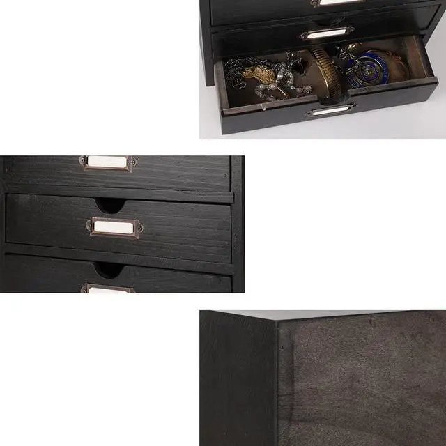 Alt view image 7 of 7 - Small Wooden Drawers Wooden Box with Drawer Black