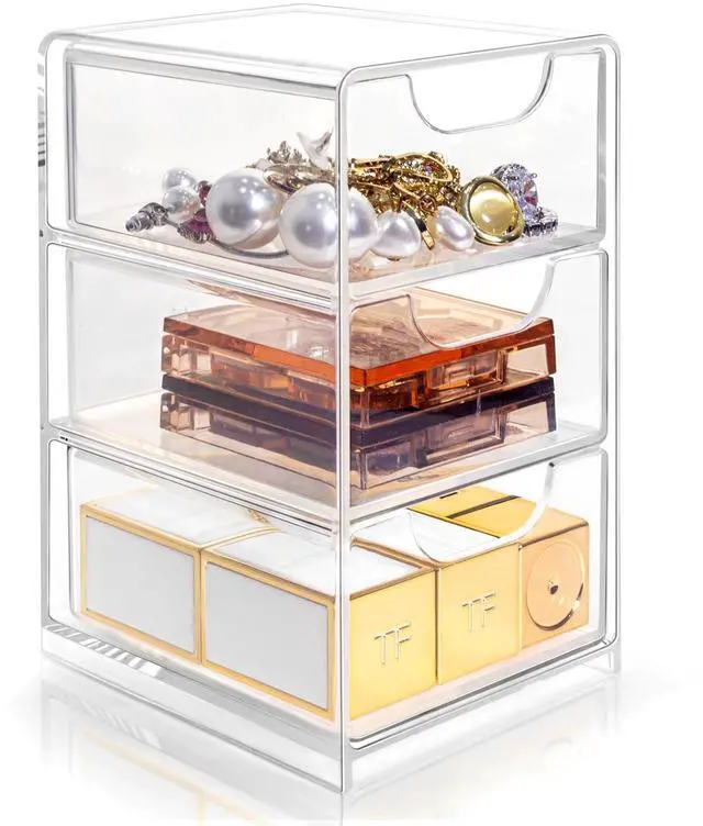 Main image of Small Desk Organizer with Drawer, Desktop Organization for Office Supplies, Jewelry Storage Box