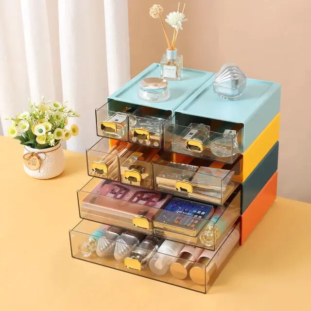 Alt view image 2 of 7 - Desktop Storage Drawers, Stackable Countertop Organizer with Drawers