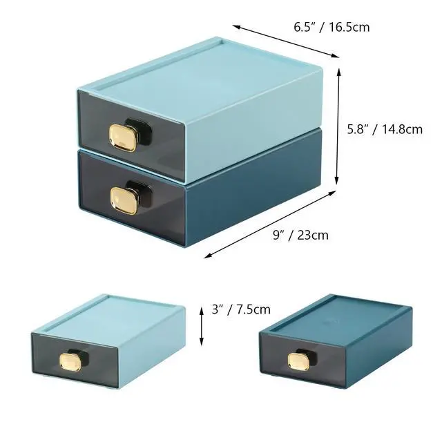 Alt view image 3 of 7 - Desktop Storage Drawers, Stackable Countertop Organizer with Drawers