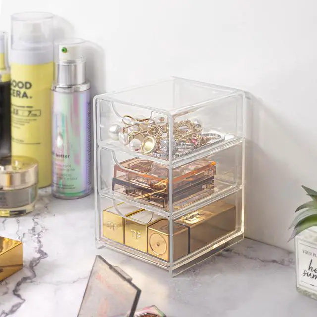 Alt view image 4 of 7 - Small Desk Organizer with Drawer, Desktop Organization for Office Supplies, Jewelry Storage Box