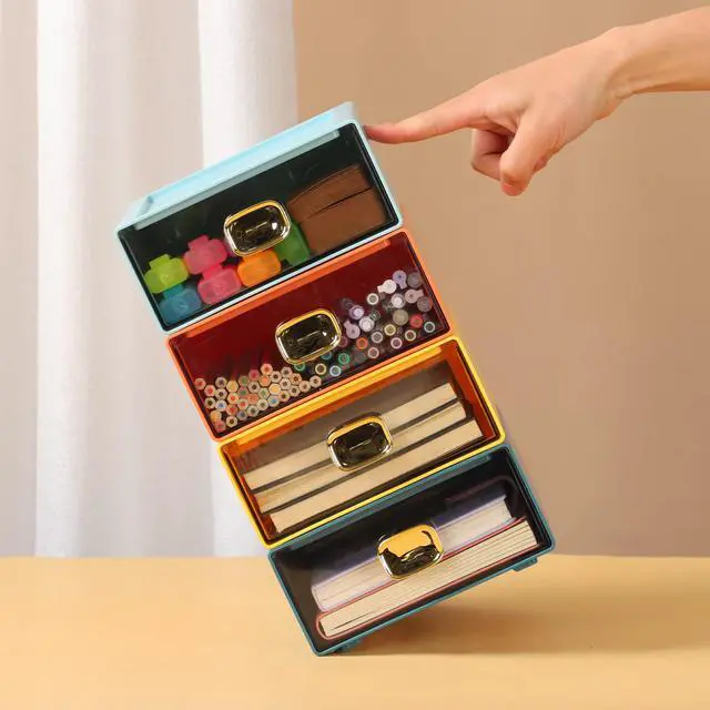 Alt view image 4 of 7 - Desktop Storage Drawers, Stackable Countertop Organizer with Drawers