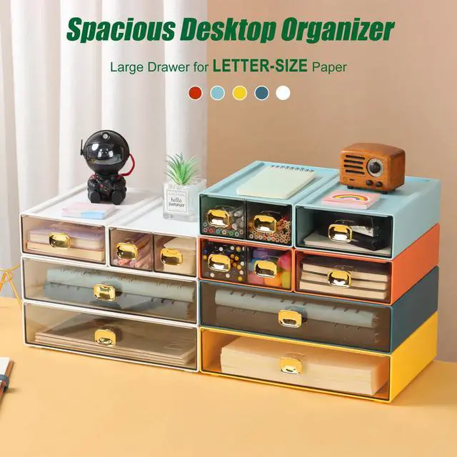 Alt view image 6 of 7 - Desktop Storage Drawers, Stackable Countertop Organizer with Drawers