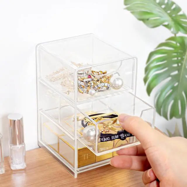 Alt view image 7 of 7 - Small Desk Organizer with Drawer, Desktop Organization for Office Supplies, Jewelry Storage Box
