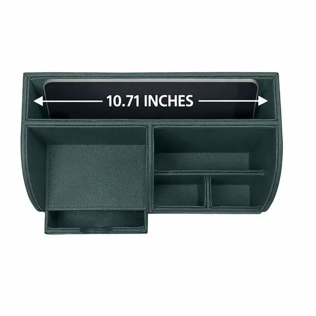 Alt view image 3 of 7 - UnionBasic Desk Organizer - Multifunctional Leather Desktop Pen Holder Storage Box - Business Card/Pen/Pencil/Mobile Phone/Stationery Holder, Dark Ivy