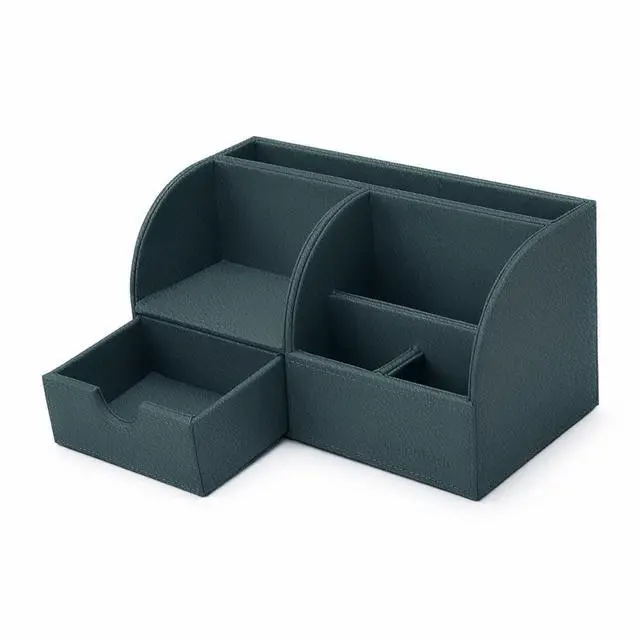 Alt view image 7 of 7 - UnionBasic Desk Organizer - Multifunctional Leather Desktop Pen Holder Storage Box - Business Card/Pen/Pencil/Mobile Phone/Stationery Holder, Dark Ivy