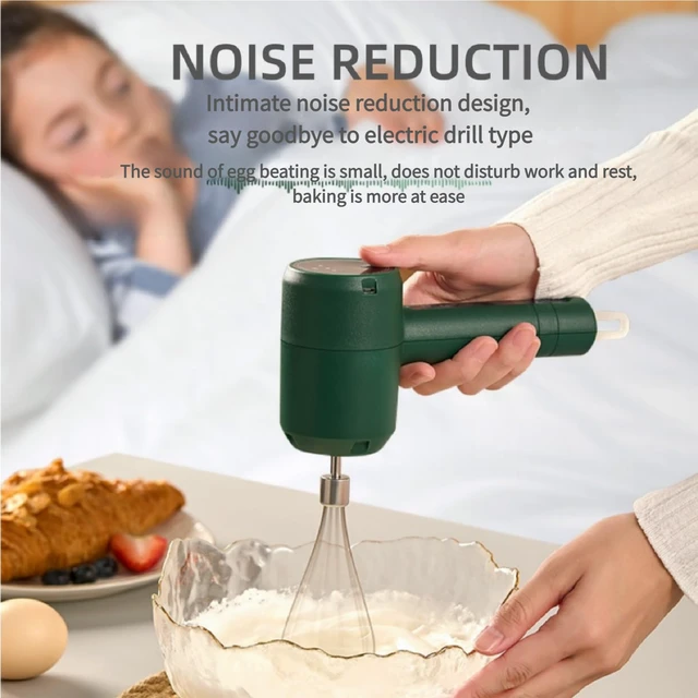 Alt view image 4 of 7 - Cordless Hand Mixer, USB Rechargeable Electric Hand Mixer with 3 Speeds, Detachable Stainless Steel Whisks, Compact Egg Beater for Baking, Batter, Whipped Cream - Stress-Free Sage Green
