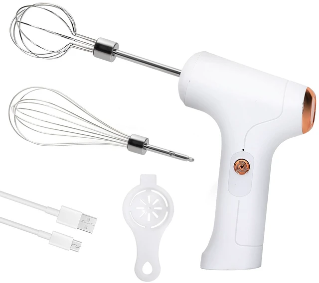 Main image of Cordless Hand Mixer, Handheld Electric Whisk with 3 Speed Modes, Hand Held Egg Beater with 2 Detachable Stir Whisks (White)