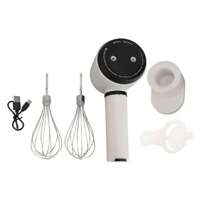 Alt view image 2 of 7 - Cordless Electric Hand Mixer Dual Whisk Hand Mixer, Stainless Steel USB Rechargeable Low Speed Cordless Electric Hand Whisk for Baking Kitchen Whipping Mixing Egg Cake Dough