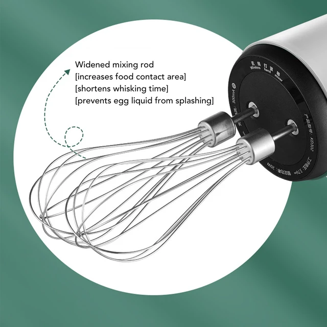 Alt view image 4 of 7 - Cordless Electric Hand Mixer Dual Whisk Hand Mixer, Stainless Steel USB Rechargeable Low Speed Cordless Electric Hand Whisk for Baking Kitchen Whipping Mixing Egg Cake Dough