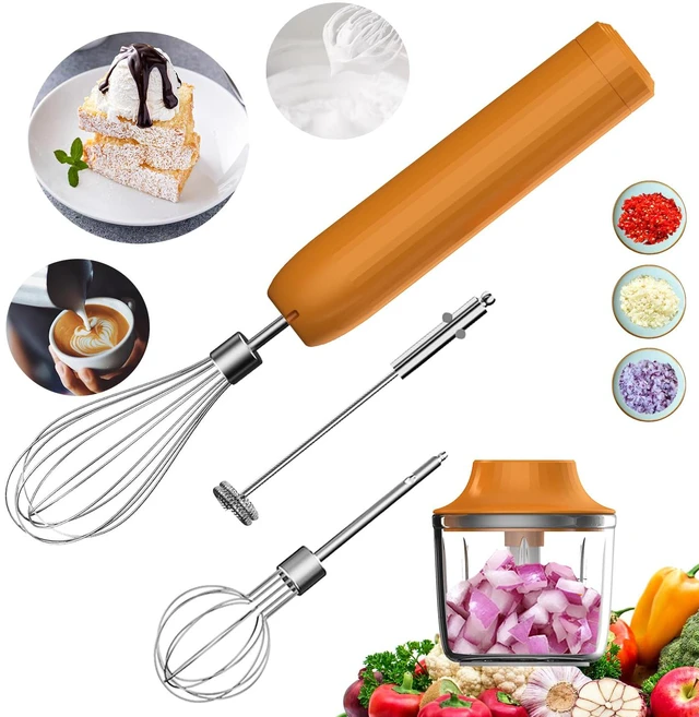 Main image of 4-in-1 Electric Hand Mixer, Electric Whisk, Mini Onion Chopper 10Oz, Small Cordless Hand Blender, Milk Frother Wand for Coffee, Matcha, 4 Speed Rechargeable Food Processor for Baby Food Maker