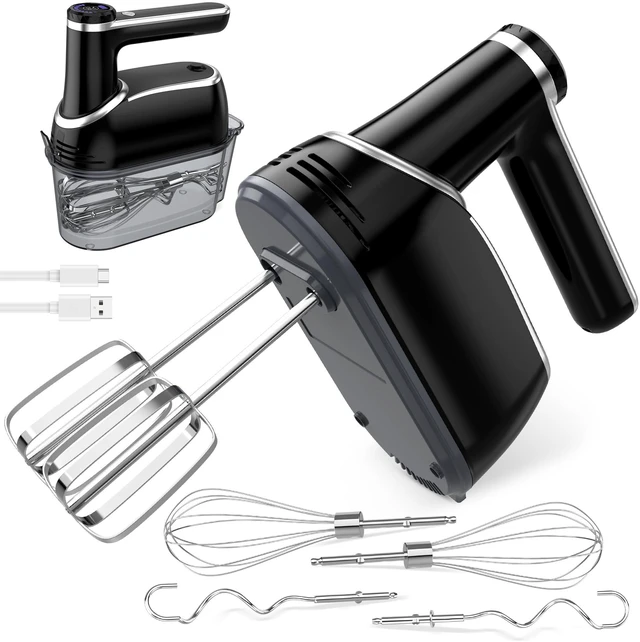 Main image of binROC Cordless Hand Mixer Electric, 12-Speed with Storage Case, Black