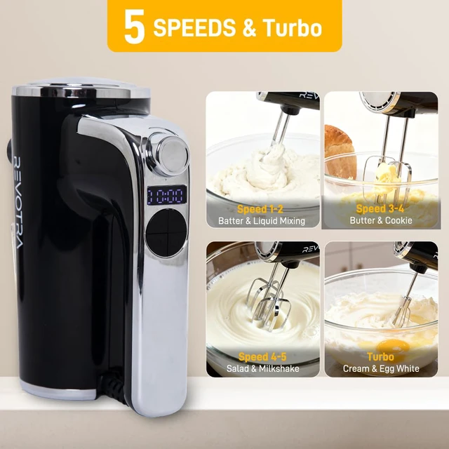 Alt view image 4 of 7 - Electric Hand Mixer, Handheld Mixer with LCD Display and Storage Base
